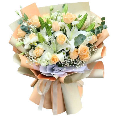 内江19朵香槟玫瑰百合，你是我的真爱