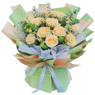 内江11朵香槟玫瑰洋甘菊，爱温暖幸福